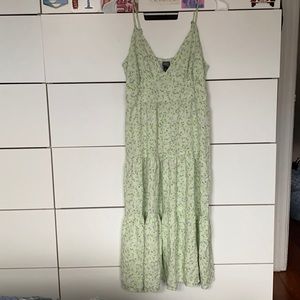 Green Dress with Purple Flower Detailing